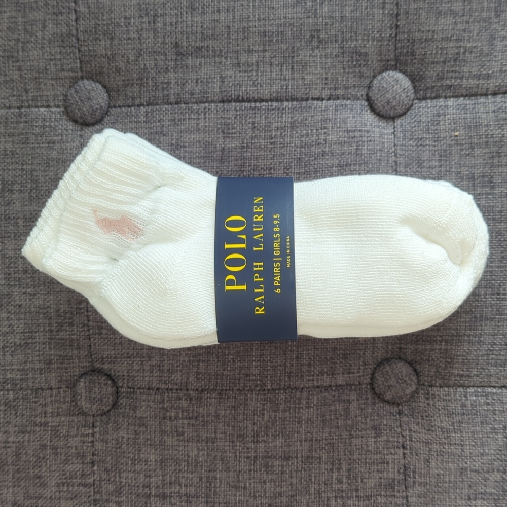 6 pairs NWT Polo socks girls sz 8-9.5
